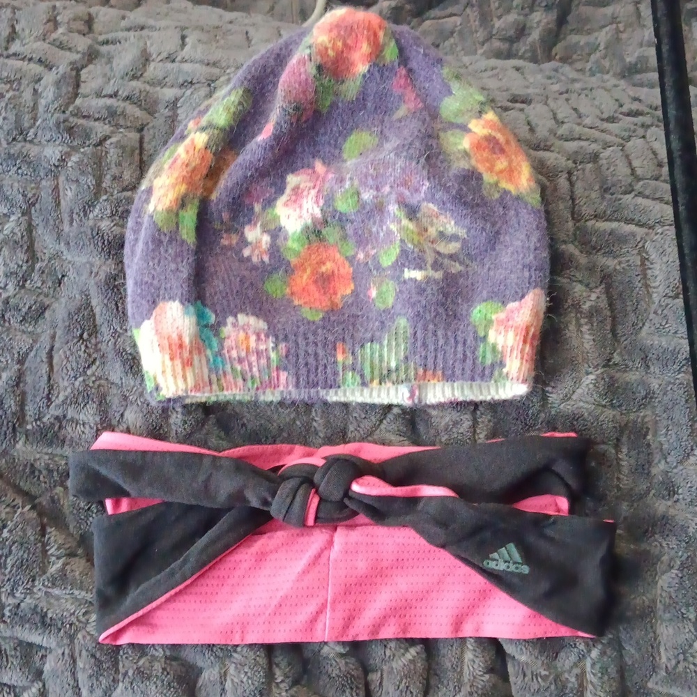 2 piece kids beanie hat and headband set